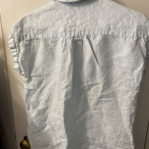 Lord+Taylor 100% linen baby blue short sleeves shirt size S - Picture 5 of 5